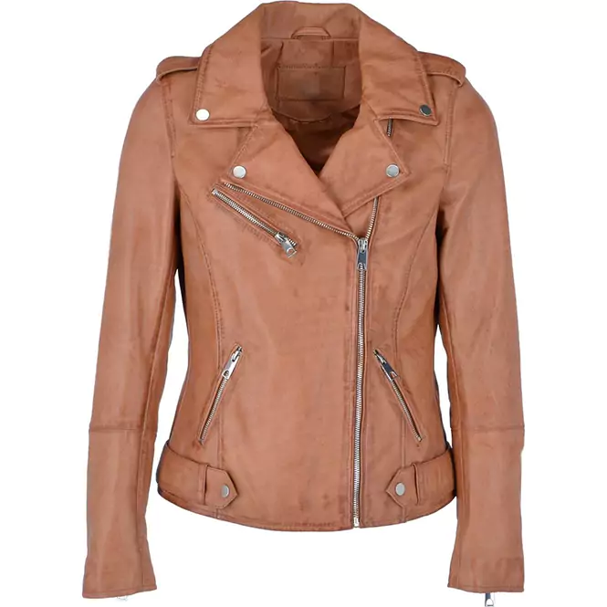 Kiama Ladies Brown Moto Leather Jacket