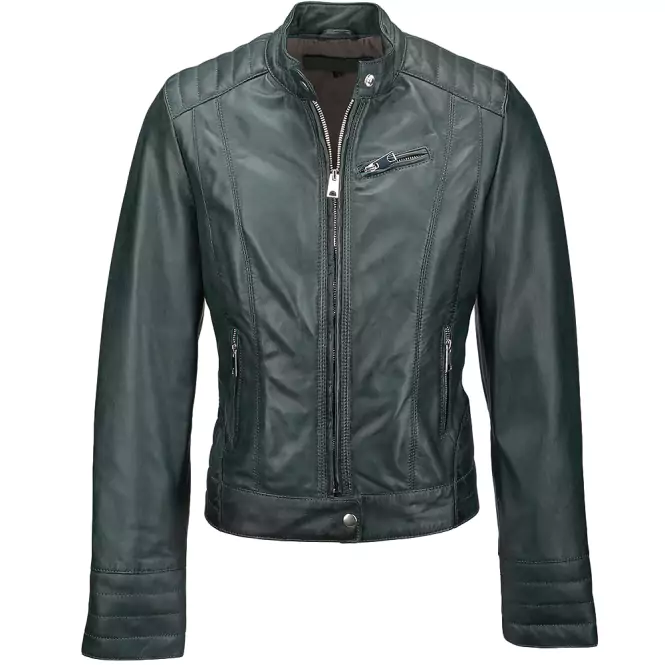 Stanley Women’s Green Biker Leather Jacket