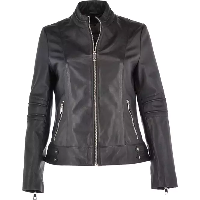 Napier Women’s Black Cafe Racer Leather Jacket