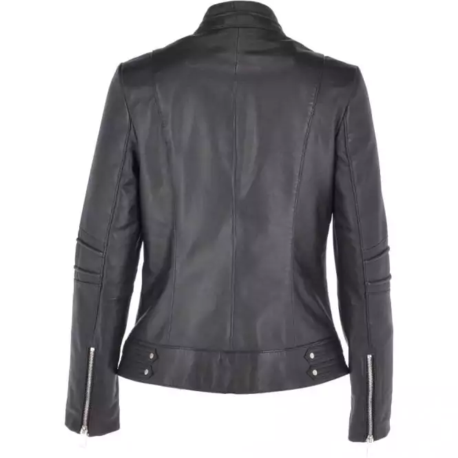 Napier Women’s Black Cafe Racer Leather Jacket