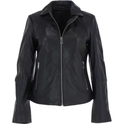 Winton Black Leather Biker Jacket