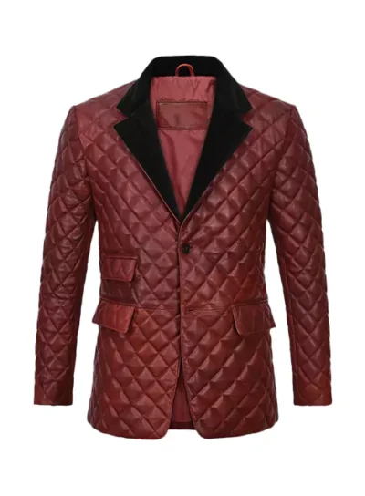 Aidan Men's Red Tuxedo Leather Blazer