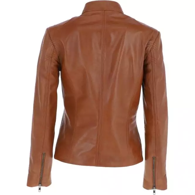 Alpine Women’s Brown Biker Leather Jacket