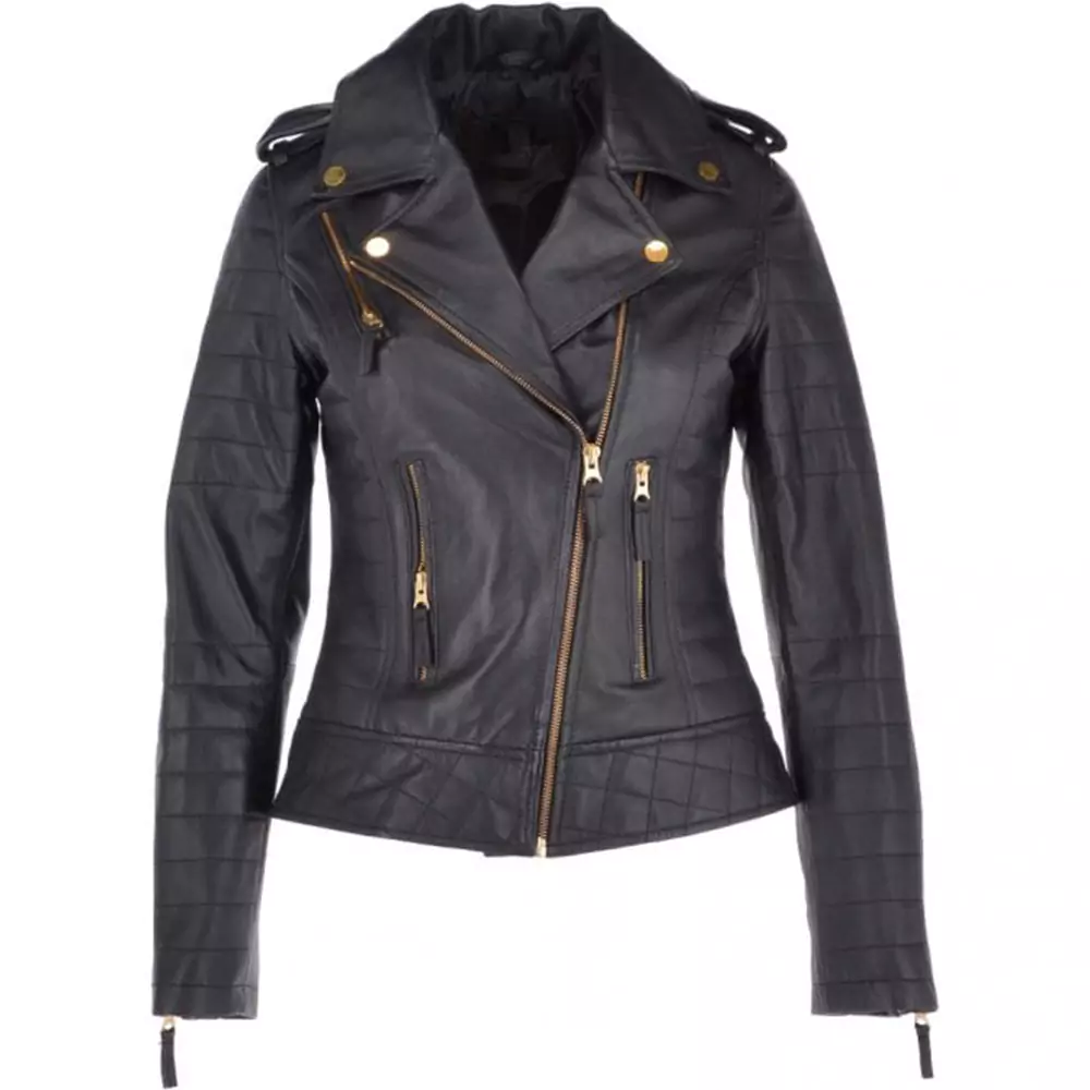 Alton Women's Black Leather Cafe Racer jacket