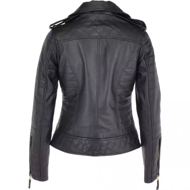 Alton Women's Black Leather Cafe Racer jacket