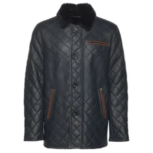 Amherst Men's Blue Shearling Sheepskin Leather Coat