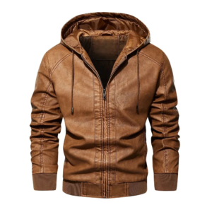 Antioch Men's Brown Hooded Leather Jacket