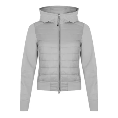 Arcadia Women's Grey Hooded Leather Jacket