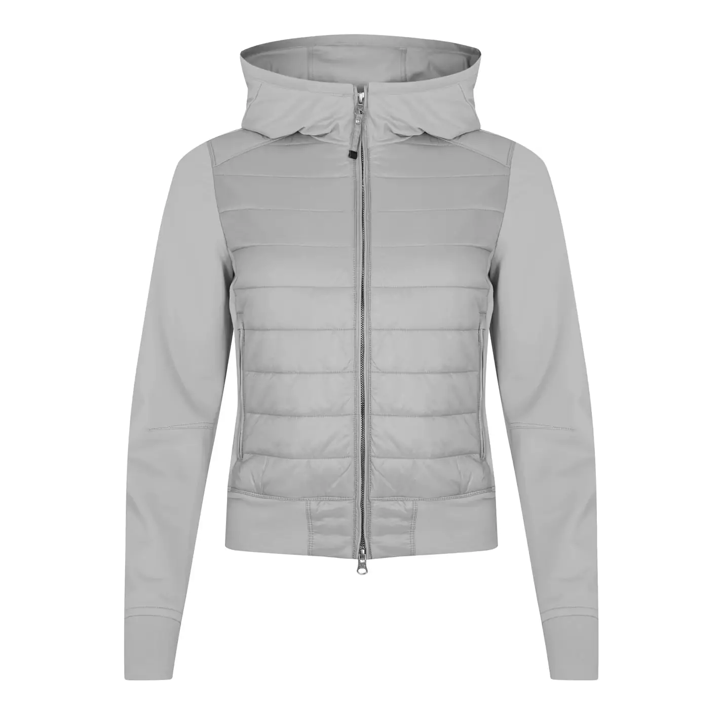 Arcadia Women's Grey Hooded Leather Jacket