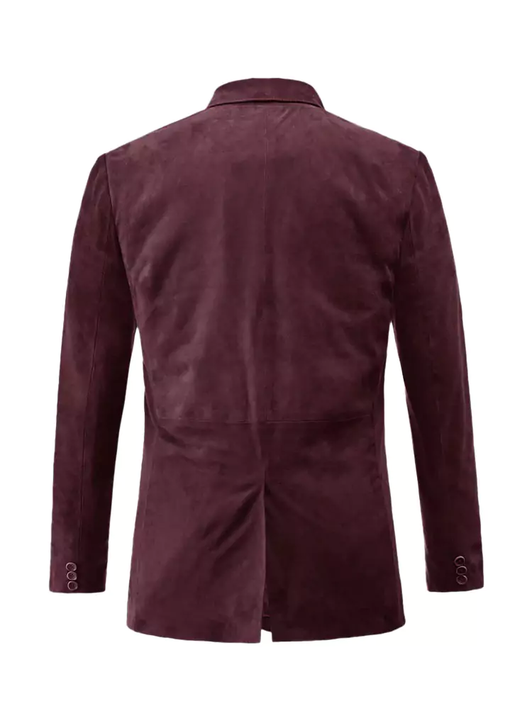 Ashton Men's Burgundy Suede Leather Blazer