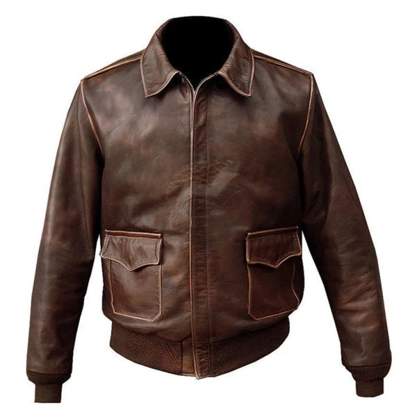 Atkinson Men's Brown Vintage Aviator Leather Jacket