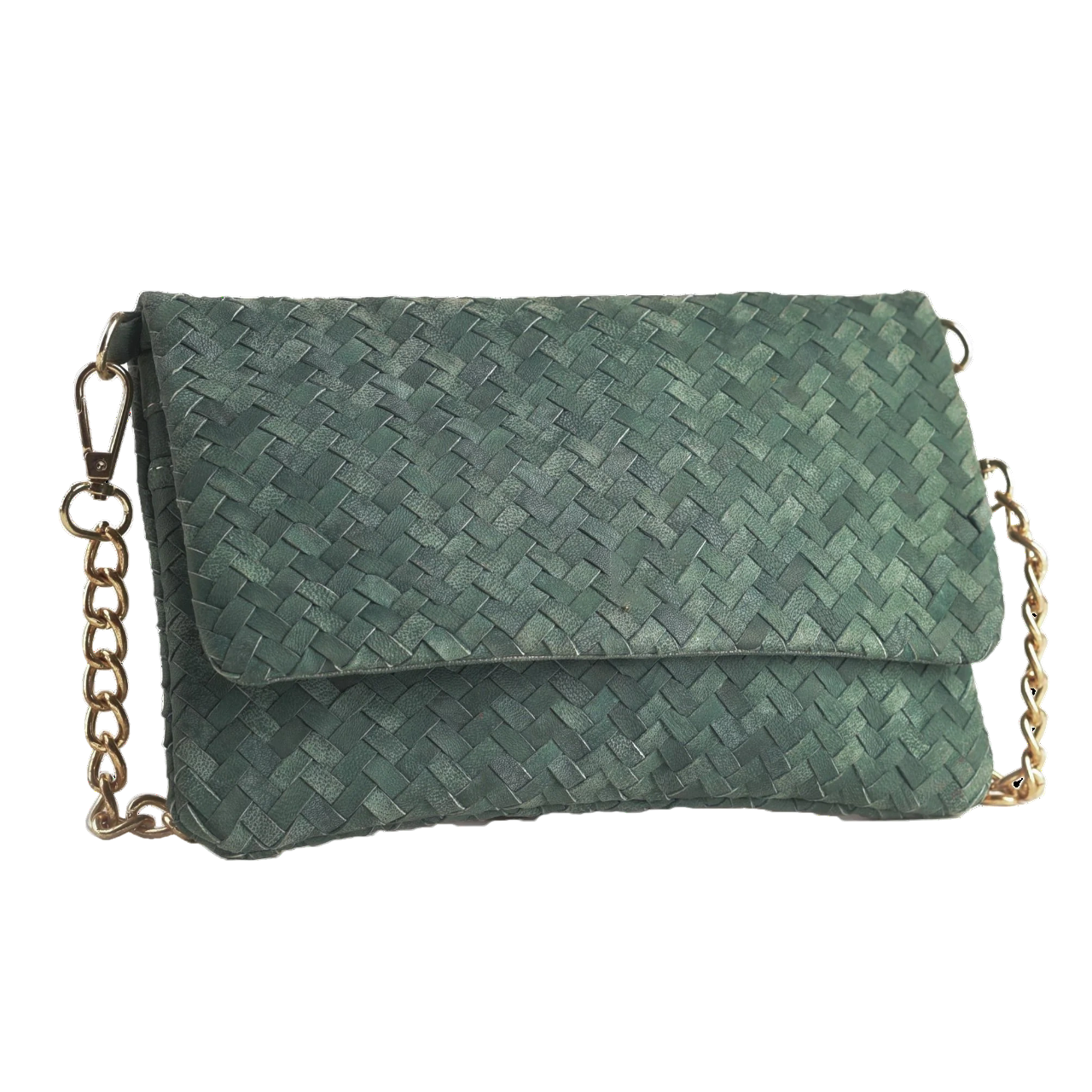 Barrie Women's Green Woven Leather Clutch