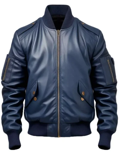 Beaumont Men's Blue Flight Bomber Leather Jacket