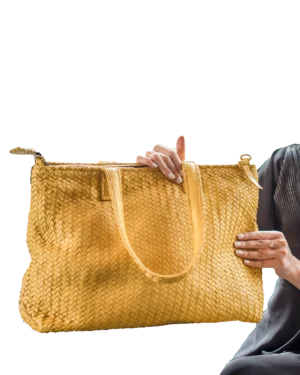 Bourke Woven Yellow Leather Tote Bag
