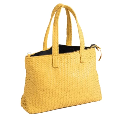 Bourke Woven Yellow Leather Tote Bag