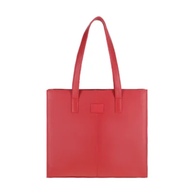 Bowen Women's Red Leather Zipper Tote Bag