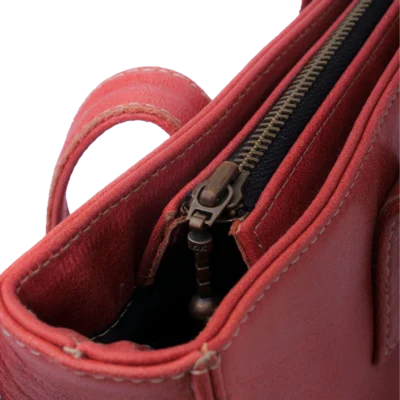 Bowen Women's Red Leather Zipper Tote Bag