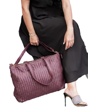 Bowral Woven Burgundy Leather Bag