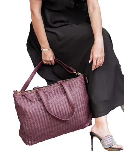 Bowral Woven Burgundy Leather Bag