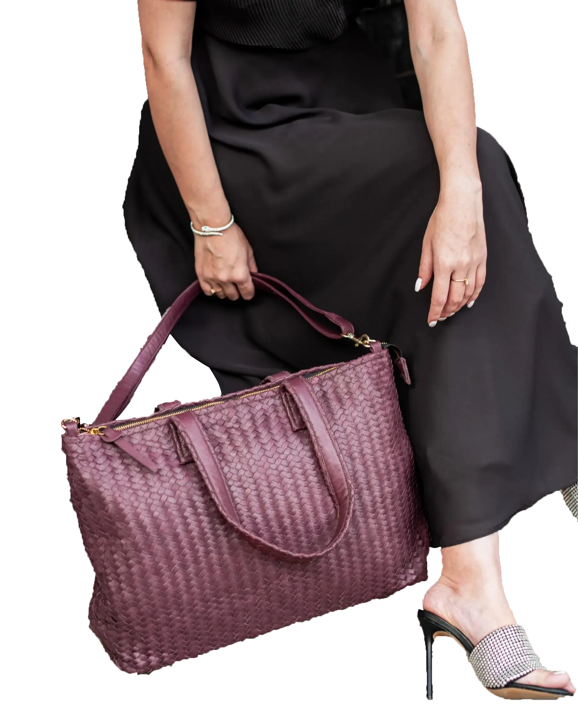 Bowral Woven Burgundy Leather Bag