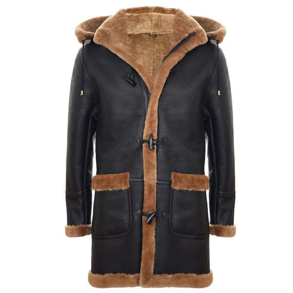 Boyd Men's Brown Sheepskin Duffle Coat