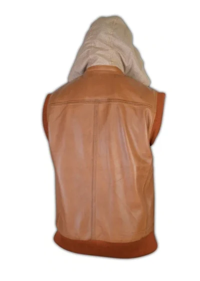 Bradley Men's Tan Removable Hoodie Leather Vest