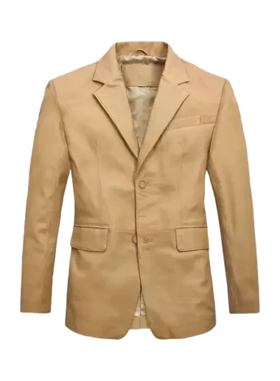 Brewer Men's Beige Leather Blazer