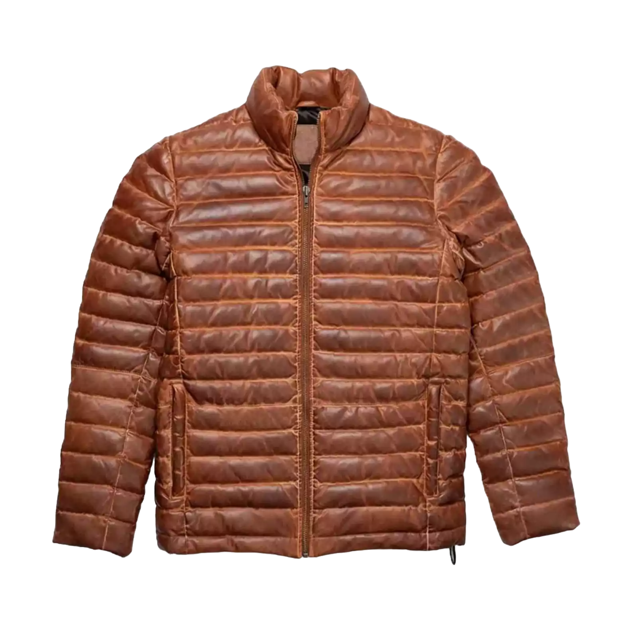 Bristol Men's Brown Leather Puffer Jacket