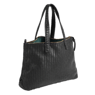 Burress Woven Black Leather Bag