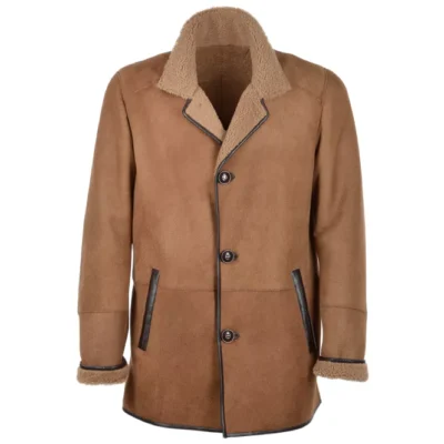 Cabral Mens Classic Brown Sheepskin Coat 2