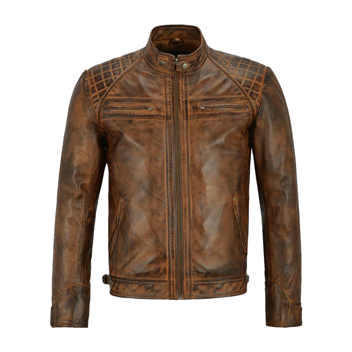 Caitlin Men's Brown Cafe Racer Vintage Biker Jacket