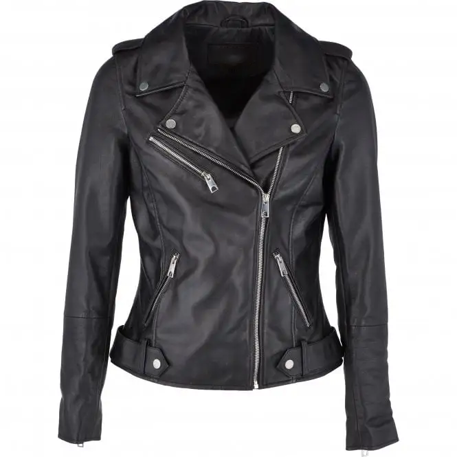 Casper Women’s Black Cafe Racer Leather Jacket