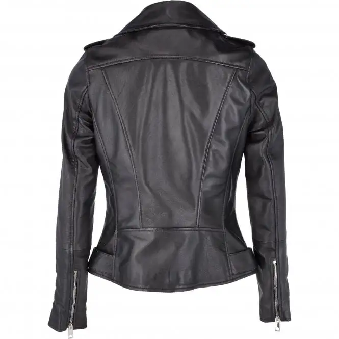 Casper Women's Black Cafe Racer Leather Jacket