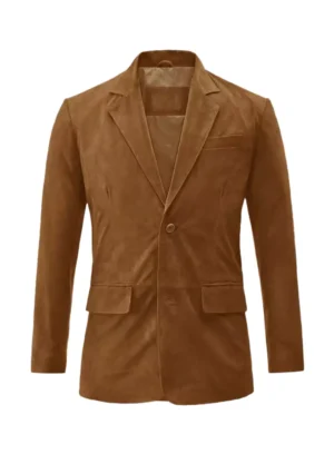 Castro Men's Caramel Brown Leather Blazer