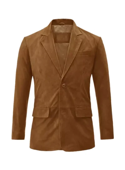 Castro Men's Caramel Brown Leather Blazer