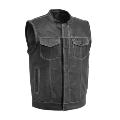 Claire Men's Perforated Motorcycle Leather Gilets