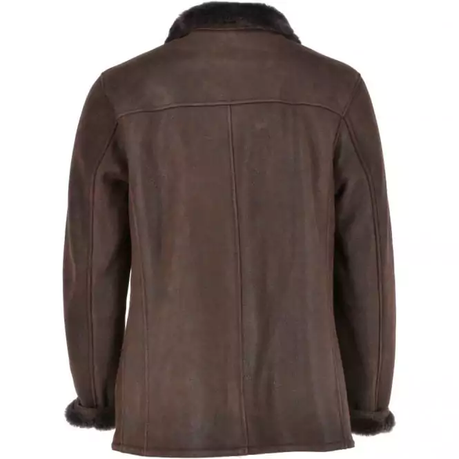 Clayton Men's Brown Sheepskin Leather Coat