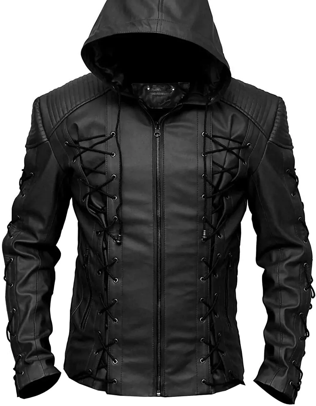 Clifford Men's Black hooded Leather Jacket