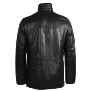 Clinton Men’s Black Lambskin Leather Coat