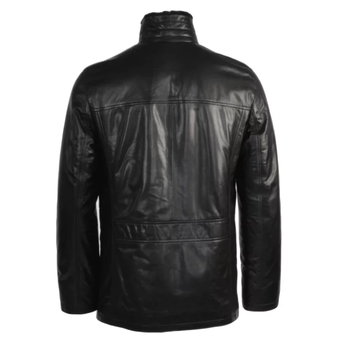 Clinton Men’s Black Lambskin Leather Coat