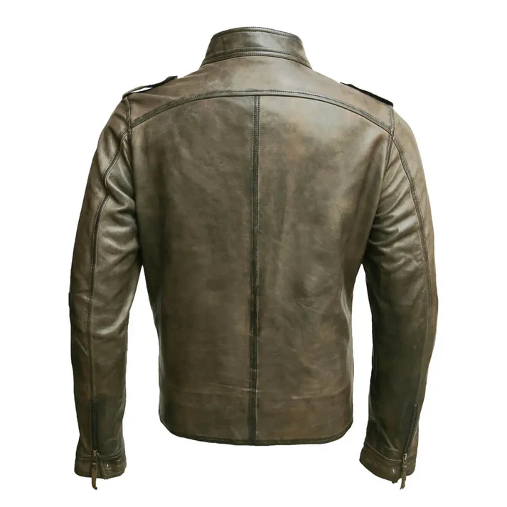 Corey Men's Vintage Grey Leather Jacket