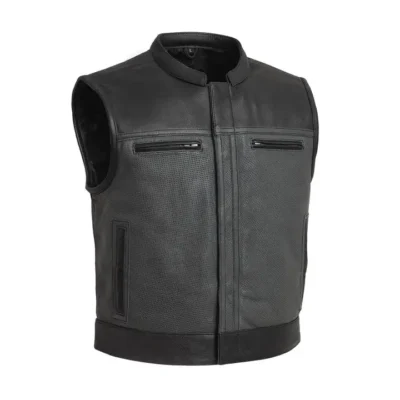 Cortes Men's Black leather Gilets