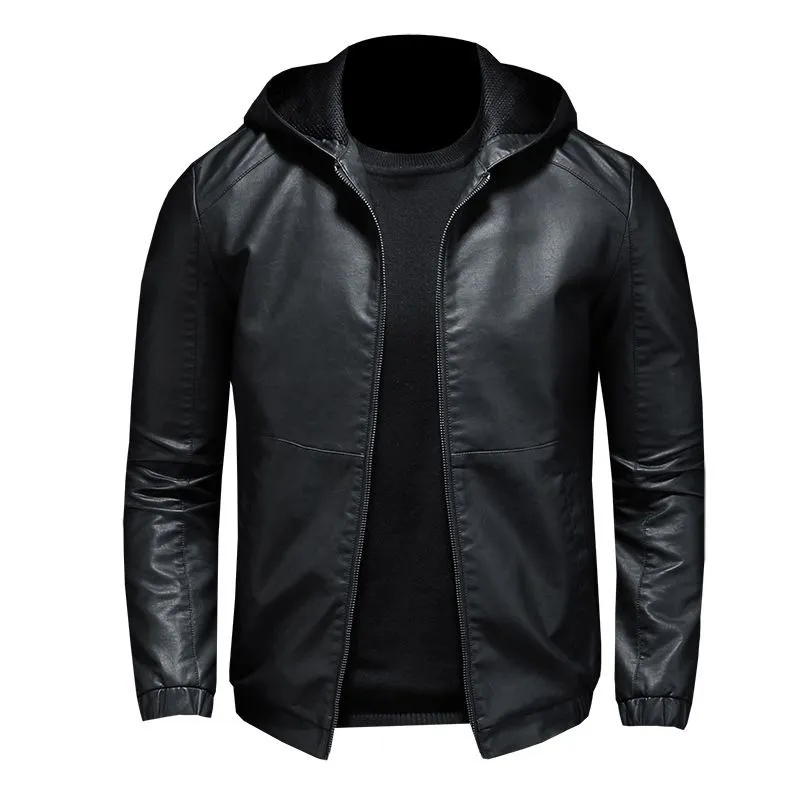 Crossett Men's Black hooded leather Jacket