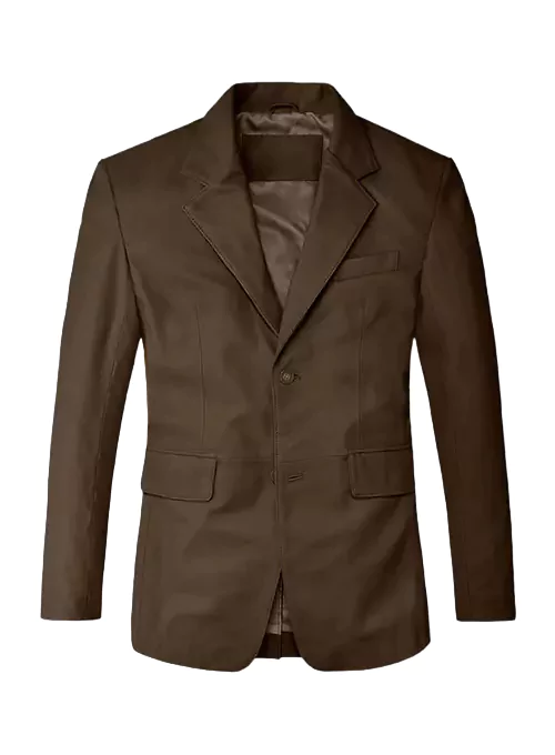 Culver Men's Cedar Brown Leather Blazer