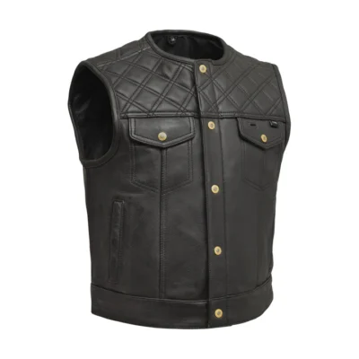 Davis Men's Black Motorcycle Leather Gilets