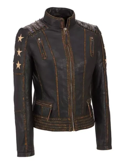Delores Women's Brown Vintage Leather Jacket