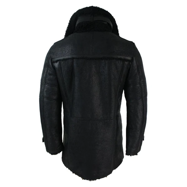 Derek Men's Black Double Breasted Sheepskin Coat