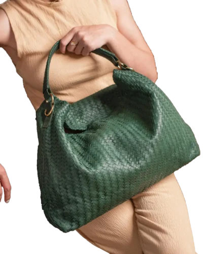 Detroit Woven Green Leather Bag