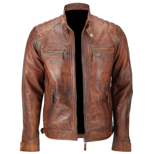 Doherty Men's Distressed Brown Leather Jacket