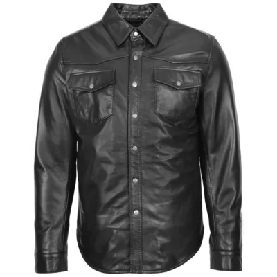 Dorval Men's Black Leather Shirt